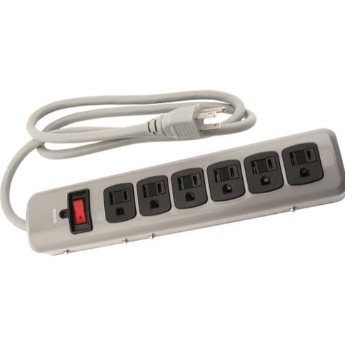Power All Indoor Metal Surge Strip 6 Outlet 125 Volt 4 ft Cord