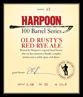 Harpoon 100 Barrel Old Rusty's Red Rye Ale Beer 912