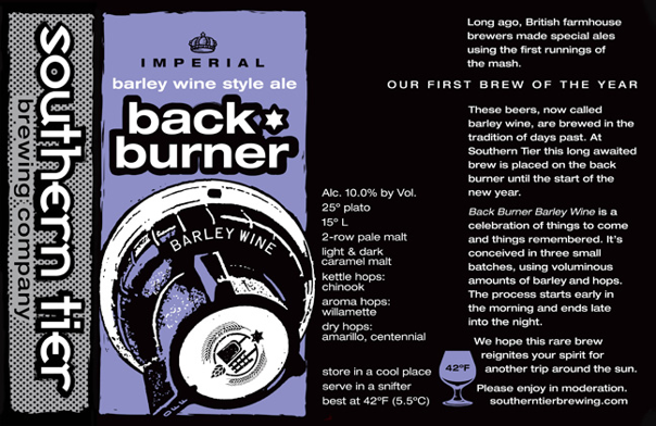 Southern Tier Backburner Barleywine Beer 937