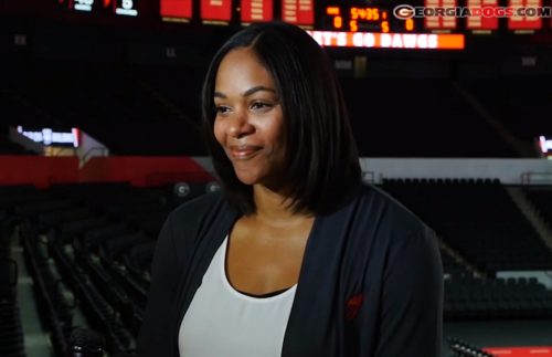 UGA women's basketball Head Coach Joni Taylor during Monday, October 2nd interview (Photo from screenshot of Georgiadogs.com video)