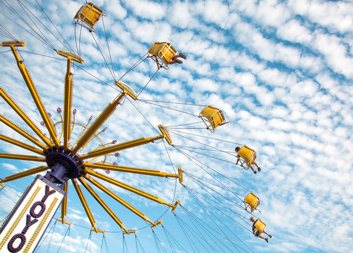A carnival ride at the Rock County County Fair in Janesville, Wisconsin. Large