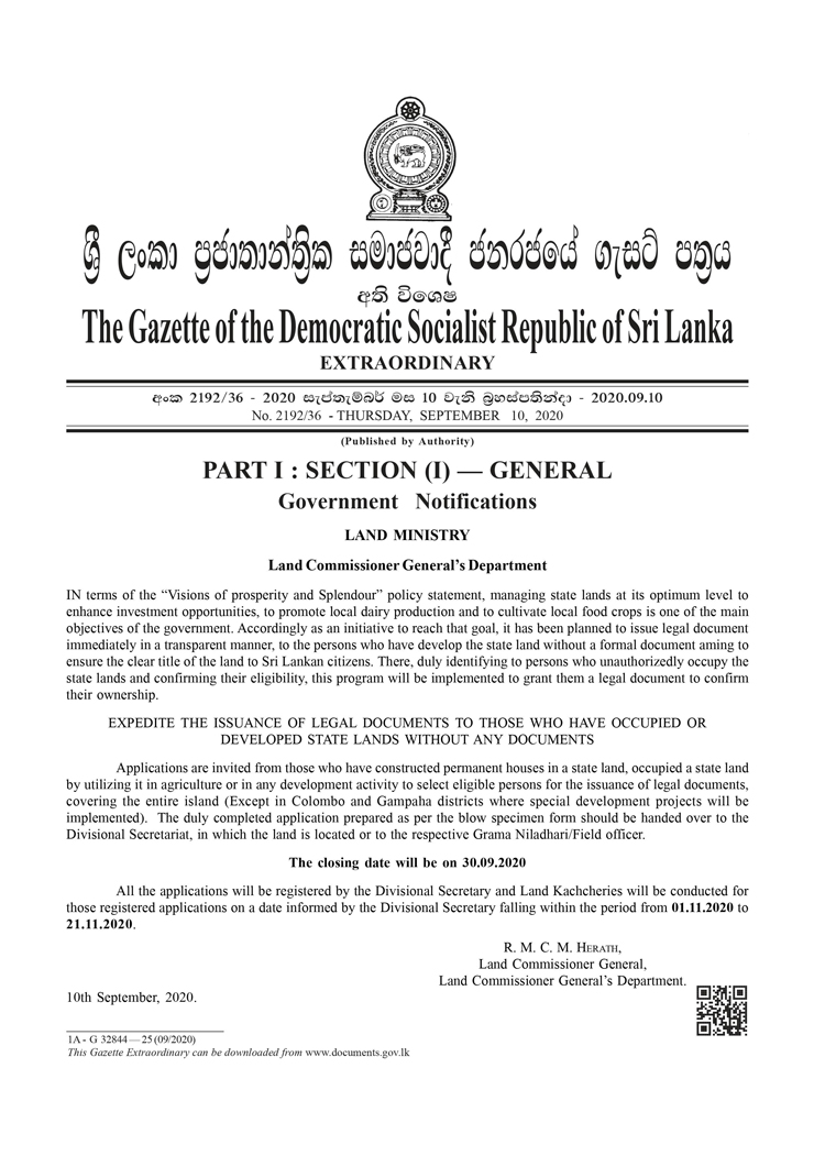 Govt. to immediately issue legal documents for those occupying state