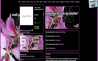Be my Valentine Myspace Layout