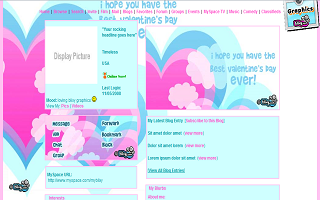 Best Valentines ever Myspace Layout