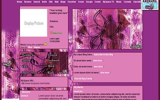 Flower outline on purple  Myspace Layout