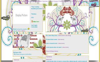 Chirping birds in color Myspace Layout