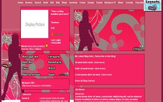 Dance girl in pink Myspace Layout