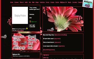 Dark background flower Myspace Layout