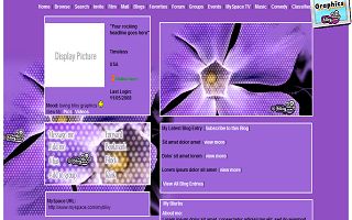 Dark purple flower Myspace Layout