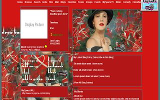 Drew Barrymore 2 Myspace Layout