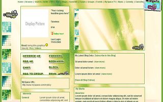 Faint green pixel Myspace Layout