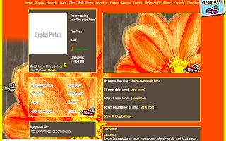 Fire orange red rose Myspace Layout
