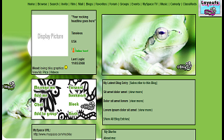 Frog Myspace Layout