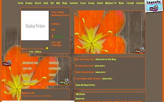 Gray orange flower Myspace Layout