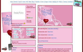 Heart stand Valentines Myspace Layout