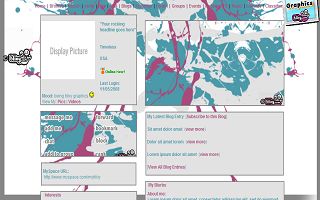 Pink blue splatter Myspace Layout