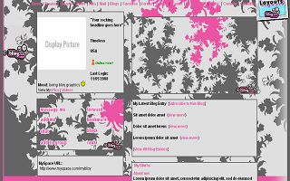 Pink dark gray Myspace Layout