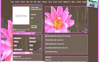 Pink yellow blossom Myspace Layout