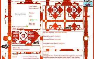 Staggered red squares Myspace layout