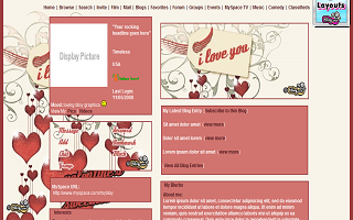 Valentines sweetheart Myspace Layout