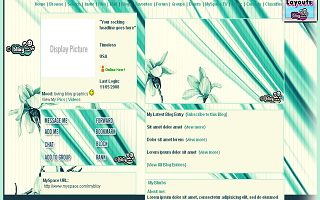 Teal stripe flowers Myspace Layout