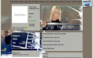 Uma Thurman 3 Myspace Layout
