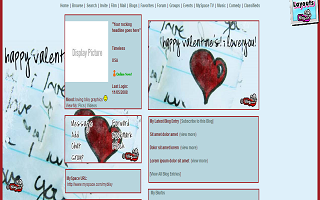 Valentine I love you Myspace Layout