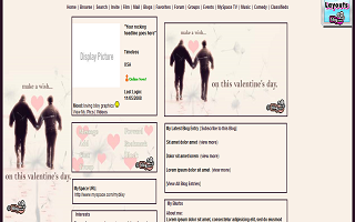 Valentines Wish Myspace Layout