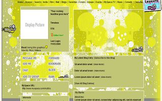 Yellow Ink blot Myspace Layout