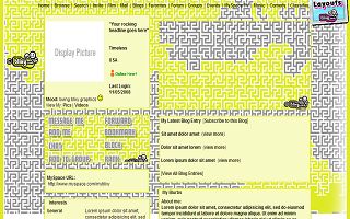 Yellow pixel swirls Myspace Layout