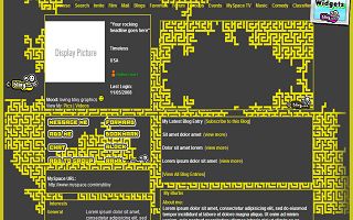 Yellow pixels in gray Myspace Layout
