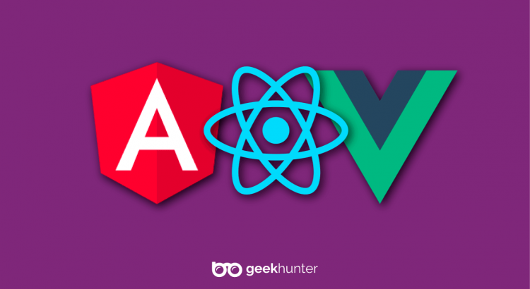 logos react vue e angular