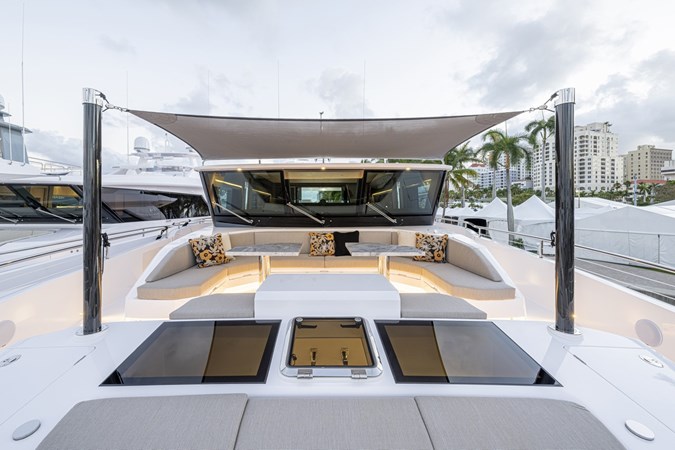 Bow with sun shades and u shape seating.