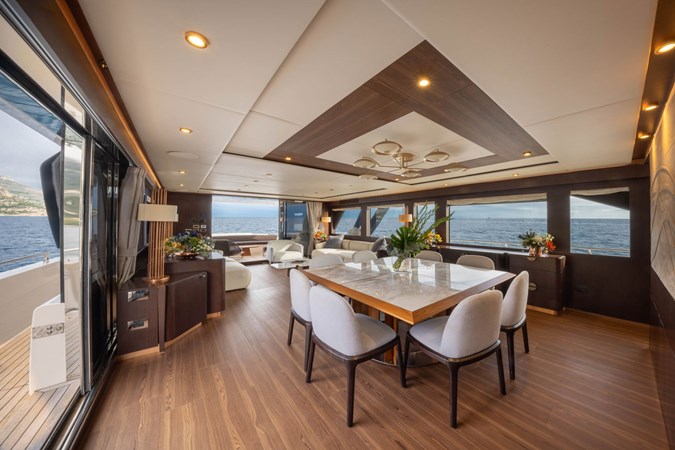 CECILOU 27m Cayman Yacht For Sale Main Salon & Dining