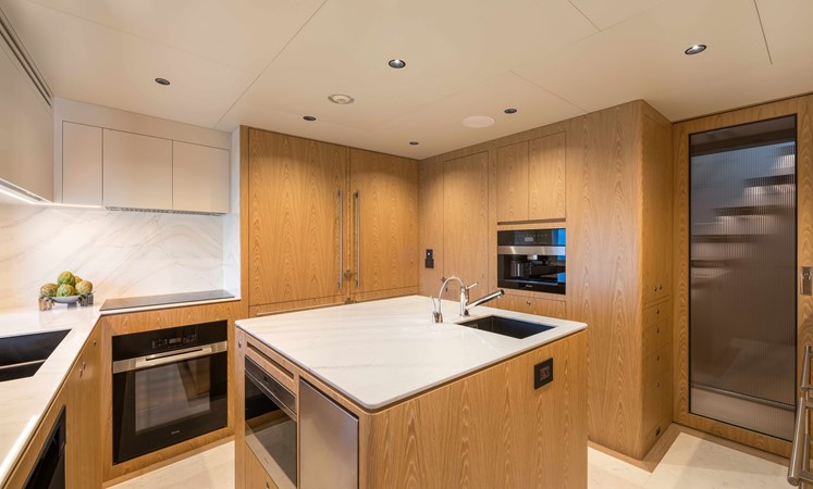 Horizon FD110 Hull 7 galley with galley island.