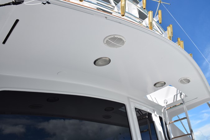 Large overhang with speakers and lighting