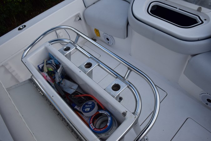 Helm Leaning Post with Backrest Removed and Cushion Hinged Open