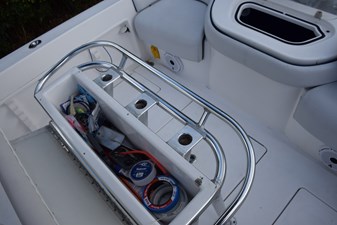 Helm Leaning Post with Backrest Removed and Cushion Hinged Open