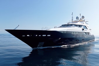 Portside view of this beautiful yacht