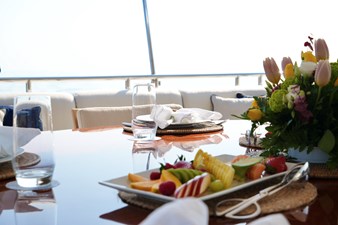 Bridge deck aft table setting: breakfast anyone?