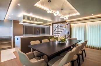 Horizon FD90 Hull 34 large formal dining area with seating for 10.