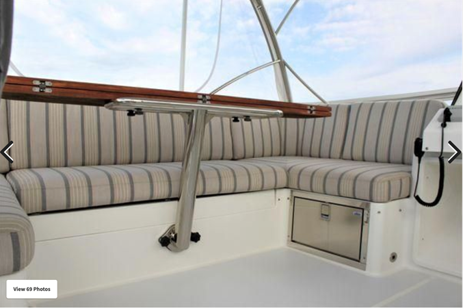 DEFY GRAVITY, 2018 Sabre 48 Flybridge Sedan, Flybridge Table Detail