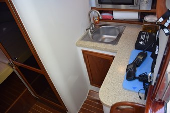 Galley area with GE Microwave oven