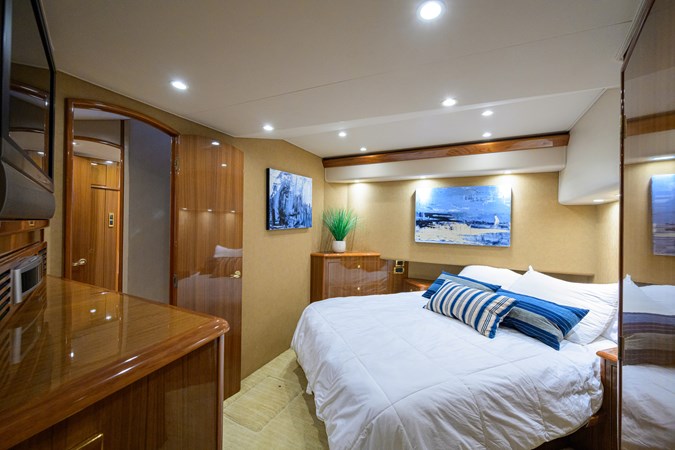 Master stateroom and view to companionway