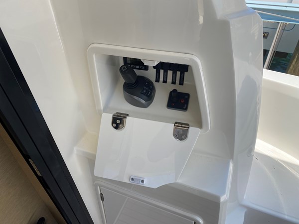 Joy stick and bow thruster controls on aft deck