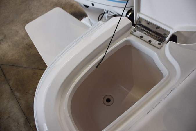 Starboard side aft drained compartment, short term livewell cooler trash compartment