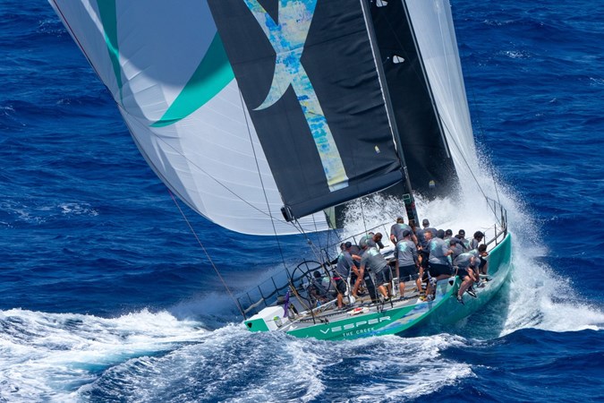Vesper down wind in St Barths 2022 a bit wet