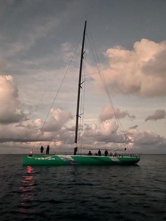 Vesper on the mooring St Barths 2022 at 0530