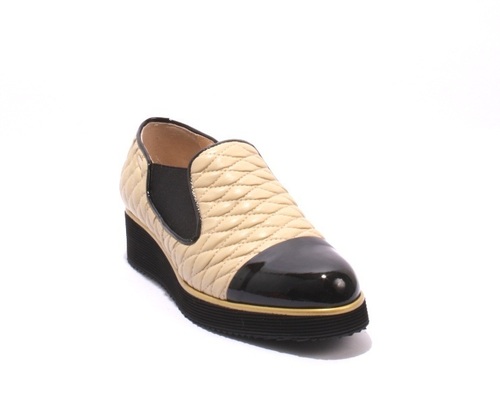 black patent wedge loafers
