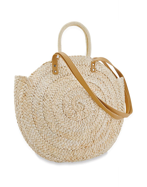 Straw Circle Tote Natural By Mud Pie 